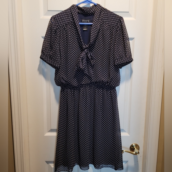 Enfocus Studio dark blue polka dot dress US 10 - Picture 1 of 8